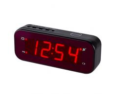 Timegyro LED Wecker einfache Einstellung und Batterie betrieben nur große rote Ziffern für Schlafzimmer/Wohnzimmer/Reise (schwarz)