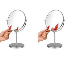 Ambrosya® | Exklusiver Kosmetikspiegel aus Edelstahl mit 5-facher Vergrößerung| Bad Badezimmer Ohne Lampe Licht LED Make-Up Schminkspiegel Spiegel Tischspiegel WC (Edelstahl (Gebürstet), 5X)