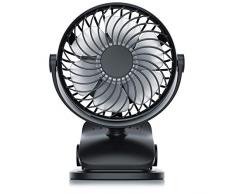 CSL - USB Ventilator Akku - Batteriebetrieb - Fan - Mini Tischventilator mit Clip - Schreibtischventilator mit Tisch-Klemme - USB Anschluss - klein und leise - perfekt für den Schreibtisch