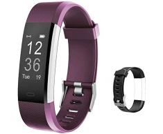 Lintelek Fitness Tracker Fitness Armband Fitness Uhr Schrittzähler Pulsmesser Herzfrequenzgerät Schlafmonitor IP68 Wasserdicht Fitness Tracker (Purple Black)