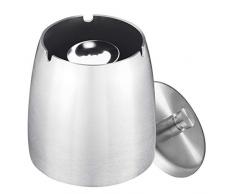 EKKONG Aschenbecher mit Deckel, Großer Edelstahl Aschenbecher Windgeschützt, Tragbarer Aschenbecher für Draußen und Innen, Tischaschenbecher mit rutschfeste Basis für Home Office Dekoration (Silver)