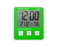 MFQ Temperaturmessgerät1Pcs LCD Digitales Temperatur-Feuchtigkeitsmessgerät Wettervorhersage Innenwetterstation mit Datumskalender Uhr Funktion grün