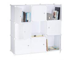 Relaxdays Regalsystem mit Türen, Raumteiler Kunststoff, Standregal 9 Fächer, Badregal offen, HBT: 95 x 95 x 32 cm, weiß