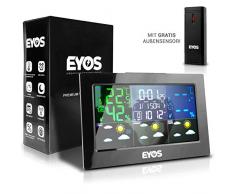 KRONENKRAFT Funk Wetterstation Außensensor - Digitaler Thermometer und Hygrometer - für Innen/-Außentemperatur/Uhrzeit/Luftfeuchtigkeit/Mondphase