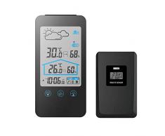 GTFHUH Touch-Screen-Funk-Thermometer Hygrometer Innen Außen-Wetterstation Wettervorhersage Mondphase und Kalender-Funktion