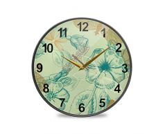 Mnsruu Badezimmer-Wanduhren Blume mit Libellen dekorative Wanduhr tickt nicht lautlos Küchenuhr, mehrfarbig, 30,5 cm (12 Zoll)