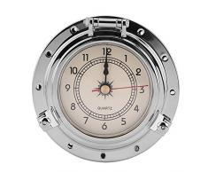 KIMISS Rom Retro Barometer Uhr Temperatur Luftfeuchtigkeitsmesser für Navigation Marine RV Yacht Boat SUV(Silberne Uhr)