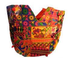 Indische Baumwolltasche bunt Pfau Stickereien Spiegel Tasche Accessoire
