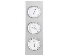 GardenMate® Wetterstation analog BOB Edelstahlrahmen 30x10cm Barometer Thermometer Hygrometer