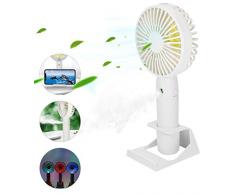 DeepDream Handventilator Tragbarer Mini Ventilator Elektrischer USB Ventilator mit Luftbefeuchter,Farbenfrohen LED-Leuchten, Abnehmbare Basis, Kompatibel mit Laptop Multi Port usw