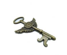 10PCS 44 x 76 mm antik bronze Lovely Time Machine Uhr Flügel Schlüssel Charm Anhänger C214