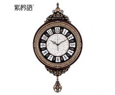 Im Europäischen Stil Mit Einem An Der Wand Angebrachten Holz Pendeluhr Creative Arts Uhren Wanduhr Im Wohnzimmer Leise Retro Dekorative Uhren,20 Zoll,140 Ein Vintage Dunkelbraun