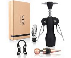 YOBANSA Weinzubehör-Set, Weinöffner-Set -Weinkorkenzieher,Flaschenöffner,Weinverschluss, Weinausgießer, Folienschneider (style 02)