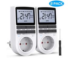 RATEL Digitale Elektronische Zeitschaltuhr Steckdose, 10 Programmierbarer Plug-In-Timer-Schalter mit Reset-Tool, LCD Display und Anti-Theft-Zufallsmodus für Beleuchtung, Lüfter usw (2er Sets)