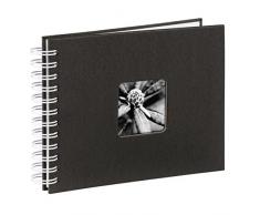 Hama Fotoalbum, 24 x 17 cm, 50 weiße Seiten, 25 Blatt, mit Ausschnitt für Bildeinschub, Fotobuch schwarz