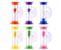 FEPITO Sanduhr Zahnbürste Sanduhr Zwei/DREI Minuten Sanduhr mit Saugnapf Für Spiele, Kochen, Zähneputzen Countdown Berechnung (6er Pack)