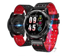 LIDOFIGO Smartwatch Smart Armband blutdruck Uhr mit herzfrequenz wasserdicht Fitness Tracker aktivitätstracker Bluetooth Sports Watch Schlafmonitor schrittzähler smart Armband für iOS Android (Rot)