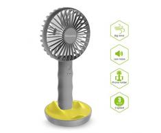 SAWAKE Handventilator mini Ventilator mit Handyhalter, elektrisch Handlüfter für Reisen, Büro, Zuhause, Draußen, Innen (140g, Bambus-Stäbe Design, USB aufladbar, verstellbar, 2600mAh Batterie)