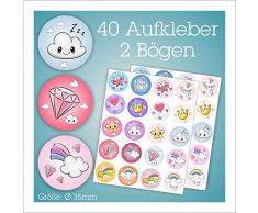 folien-zentrum 40 Kinder-Sticker Magic 1 rund selbstklebend auf 2 Bögen Belohnungs-Aufkleber Gast-Geschenke Sticker-Album Party-Spiele Party-Tüten Schul-Tüte Kinder-Geburtstag Geschenk-Aufkleber