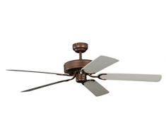 Deckenventilator ohne Beleuchtung Potkuri, Gehäuse Bronze Antik, Wendeflügel Weiß oder Weiß mit Rattaneinlage , 132 cm, für Räume bis zu 25m²