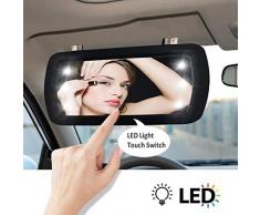 Tomation Auto Sonnenblende Spiegel ür Make-up, Auto Schminkspiegel, Sonnenblende Spiegel Clip auf, Make-up Sonnenschutz Kosmetikspiegel, Finger-Touch-Schalter Spiegel