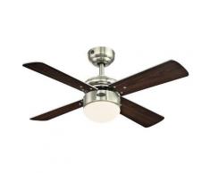 Westinghouse Lighting Deckenventilator mit Beleuchtung, Metall, 17 W, Ausführung in gebürstetem Nickel mit Wendeflügeln in verwittertem Ahorn/Silber