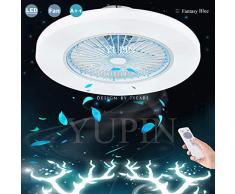 Deckenventilator Mit Beleuchtung LED Dimmbare Fan Licht Deckenleuchte Fan Deckenlampe Schlafzimmer Wohnzimmerlampe Ventilator Deckenbeleuchtung Mit Fernbedienung Lüfter Kronleuchter,Blau