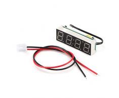 Auto Elektrische Uhr, ABEDOE 3 in 1 Uhr Thermometer Voltmeter Digital Timer Uhr Led-anzeige Auto Timer Mini Tragbare Auto Uhr (Blau)