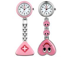 LANCARDO Krankenschwester Herren Damen Armbanduhr Analog Lächeln Herz Uhr Candy Farbe (2PCS)