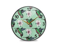 Mnsruu Badezimmer-Wanduhren Vögel dekorative Wanduhr tickt nicht lautlos Küchenuhr, mehrfarbig, 9.5inch
