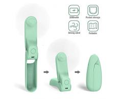 Solerconm Mini Handventilator 2000mAh USB Tragbarer Ventilator Kleiner Faltbar Handventilator Wiederaufladbar Batterie Persönlicher Taschenventilator Reise Ventilator für Büro, Haus, Outdoor