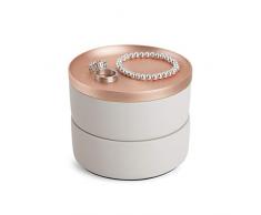 Umbra Tesora Schmuckkasten – Stapelbare Schmuckdose zur Aufbewahrung und Ablage von Ringen, Ohrringen, Ketten, Uhren, Armbändern und Accessoires, Metall / Beton, Kupfer / Grau