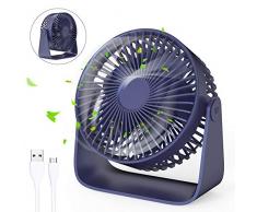 Jovego Mini Ventilator, Leiser USB Tischventilator Mit 360-Grad-Neigungseinstellung Und 3 Geschwindigkeiten, Tragbarer Desktop-Ventilator Für Büro Haus Reisen Outdoor(Blau)