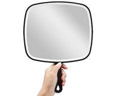 OMIRO Handspiegel, groß, Schwarz, mit Griff, 16,3 cm B x 24,6 cm L XL Pack -1 schwarz