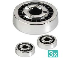 3 Aschenbecher Gluttöter Silber Rund 14cm - 21 Ablagestellen - Spülmaschinenfest - Rostfrei