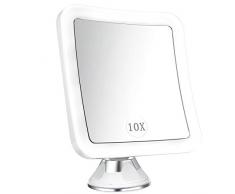 ELFINA Led kosmetikspiegel mit beleuchtung und 10x vergrößerung, beleuchteter badspiegel schminkspiegel wandspiegel groß mit licht, geschenk für frauen