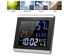 JIEKES Wetterstation Weather Stations Innenwetterstation Uhr Digital Thermometer Hygrometer Uhr LCD Temperatur Luftfeuchtigkeit Meter Alarm Snooze Funktion
