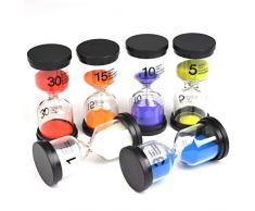 FOCCTS 6 Farben Personalisierte Sanduhr, Sanduhr, gravierte Sand Uhr Timer 1 Minute / 3 Minuten / 5 Minuten / 10 Minuten / 15 Minuten / 30 Minuten für Klassenzimmer Spiel Home Office Dekoration
