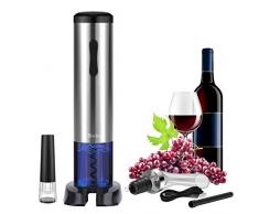 Olivivi Elektrischer Flaschenöffner Korkenzieher Elektrisch Weinflaschenöffner Korkenzieher Wein Weinöffner Elektrisch Weinöffner Set Automatischer Korkenzieher für Outdoor, Küche, Hof, silber