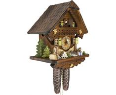 Schwarzwald Palast Kuckucksuhr Bergwiesen Chalet 8-Tages-Uhrwerk - Höhe 34cm