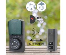 Electraline 58110 Timer Zeitschaltuhr für Außen IP44 Countdown-Funktion mit Sensor und Fernbedienung, Schwarz/Grün