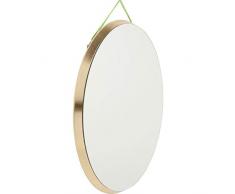 Kare Design Jetset Spiegel, Ø73 cm, runder Wandspiegel, Bad Spiegel, Schminkspiegel, Gold (H/B/T) 73x73x3, 4cm