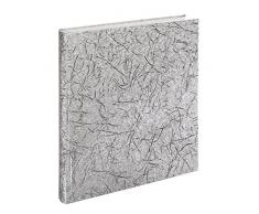 Hama Hochzeitsalbum Caracas, 29 x 32 cm,50 weiße Seiten, 25 Blatt, Fotoalbum für 250 Fotos im Format 10 x 15 cm, Album, silber