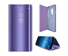 Für Samsung Galaxy S9 Plus Hülle Spiegel Slim Leder Plating Frame Transparent Schutzhülle Wallet Brieftasche Etui,Galaxy S9 Plus Hülle Transparent Spiegel,Galaxy S9 Plus Hülle Flip Hard Cover,EMAXELERS Galaxy S9 Plus Hülle