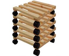 DILUMA Pflanzenroller Eckig 30x30 cm aus Holz - 5er Set - Kiefer Massiv - Stabiler Rolluntersätzer für Blumentöpfe oder Blumenkübel