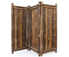 Raumteiler aus schwarzen Bambus, 150 x 180cm 3teilig - Raumtrenner Paravent mobiler Sichtschutz