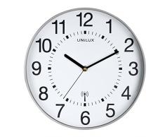 UNILUX 400094562 Funk-Wanduhr WAVE metallgrau 30 cm Funkuhr mit modernem Ziffernblatt automatische Zeitanpassung und Zeitumstellung von Sommer- und Winterzeit, modernes Ziffernblatt