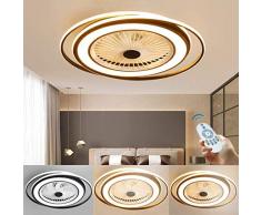 LED 50W Deckenventilator Unsichtbares Fan Licht Einstellbar Modern Deckenleuchte Mit Beleuchtung Schlafzimmer Deckenlampe Dimmbar Wohnzimmer Fernbedienung Leise Ventilator Kinderzimmer Kann Timing