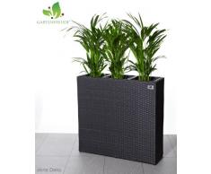 Gartenfreude Pflanzkübel Raumteiler Polyrattan inkl. 3 Kunststoffeinsätze für innen und außen, Anthrazit, 76x26x73cm (BxTxH)