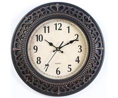 Tebery Nicht-tickende Holz Modern Nostalgie Wanduhr DIY für Wohnzimmer Küche Büro (30.5 cm, Bronze Gold)